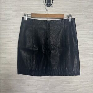 Black Faux Leather Free People Mini Skirt Size 6